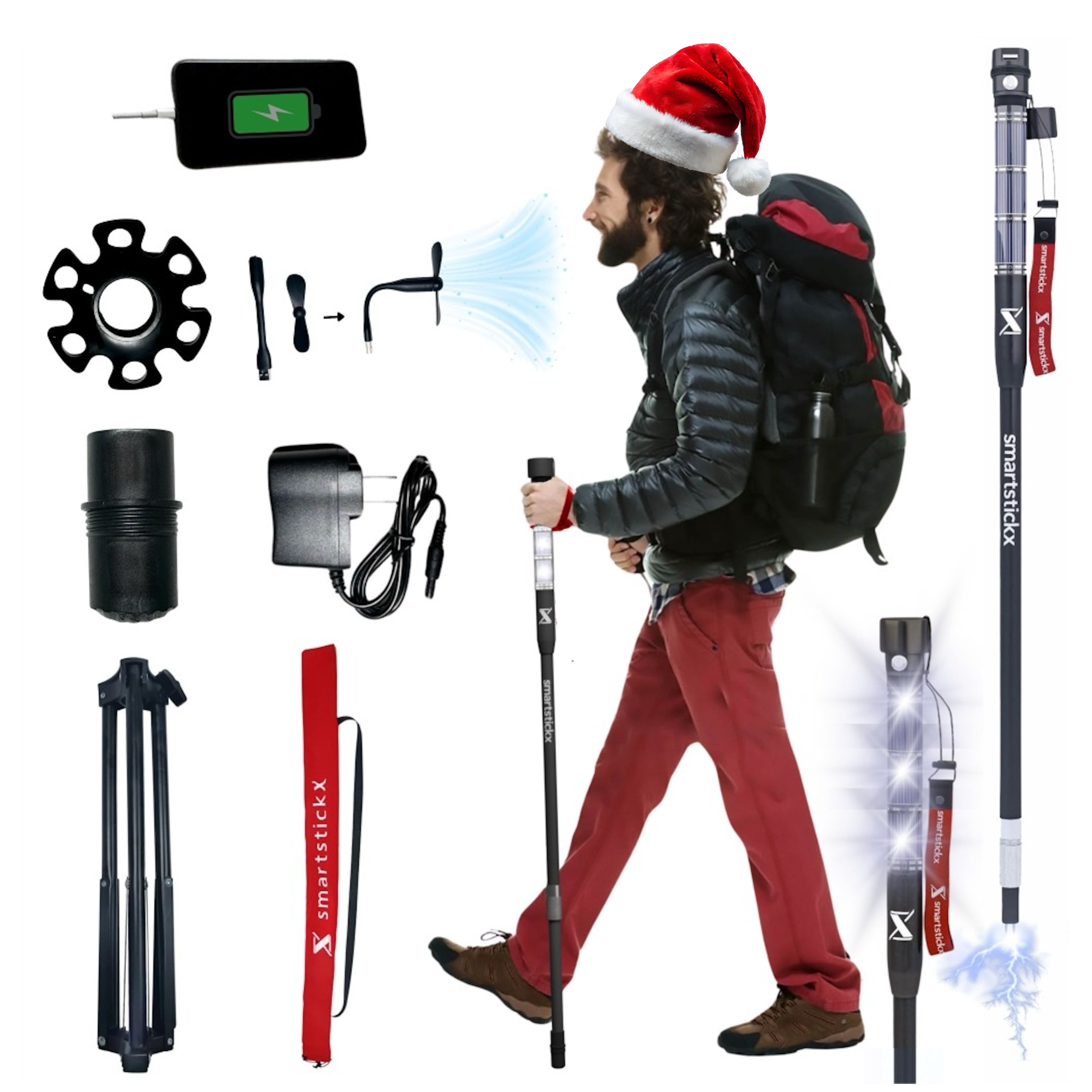 SmartStickX Premium Adjustable Trekking Pole Aircraft Grade Aluminum Alloy SmartstickX