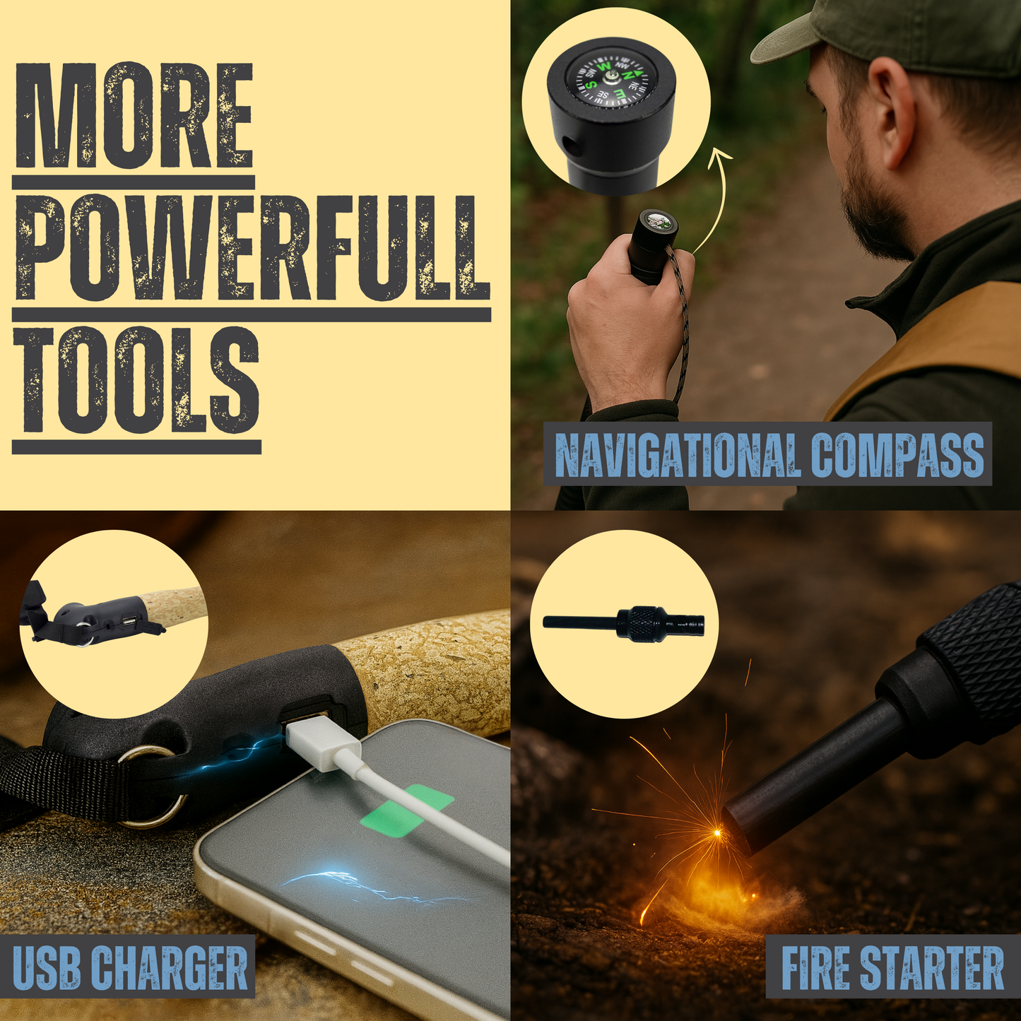 SmartstickX Survival Walking Stick - The Ultimate All-in-One Tactical Tool for Adventure, Power & Protection