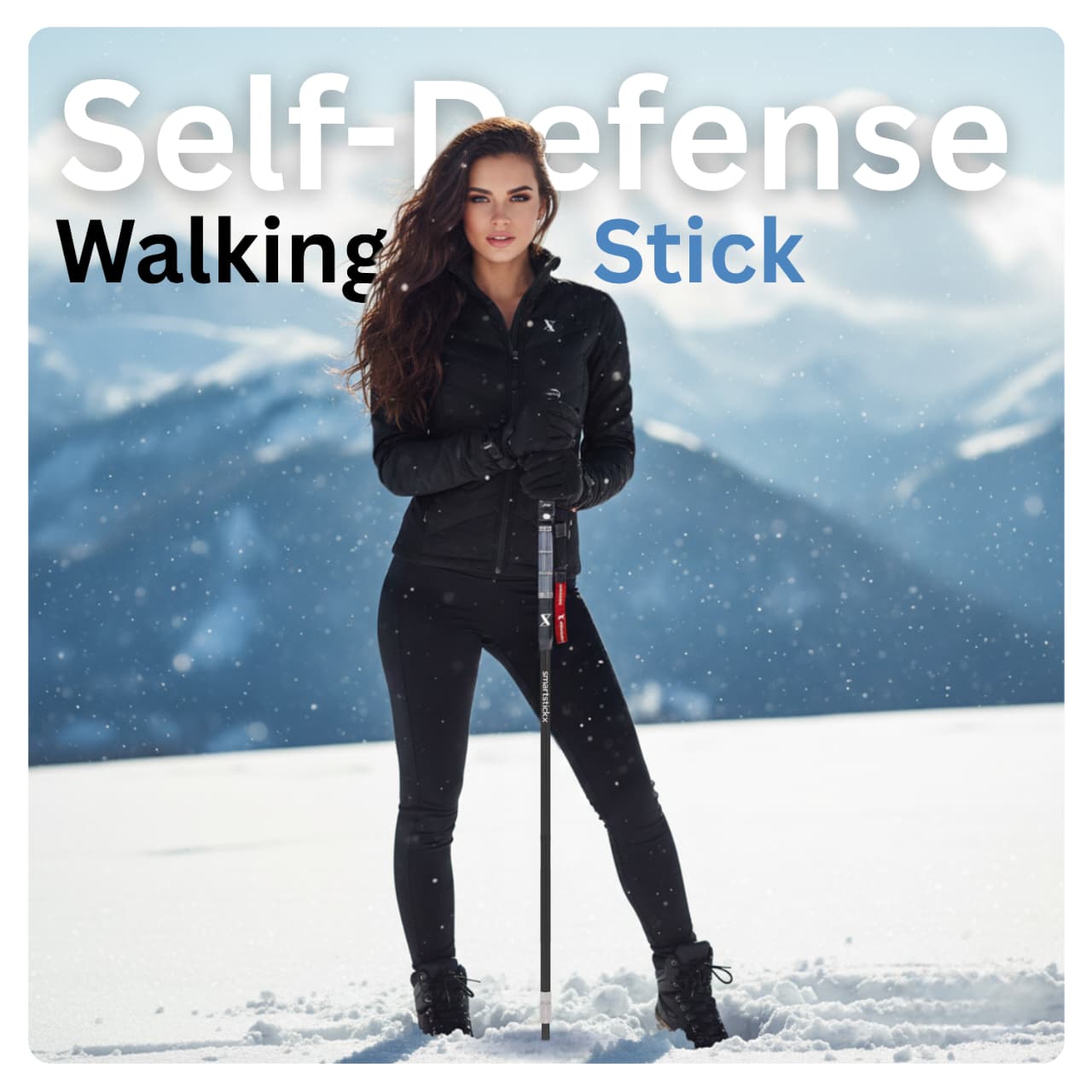 SmartstickX Tactical Walking Stick with Stun Gun - The Ultimate Self-Defense, Light & Power Companion for Every Adventure