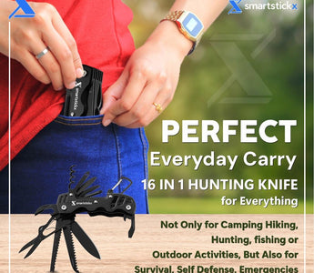SmartstickX 16-in-1 Survival Hunting Knife: The Ultimate Multi-Purpose Tactical Knife for Outdoor & Self-Defense