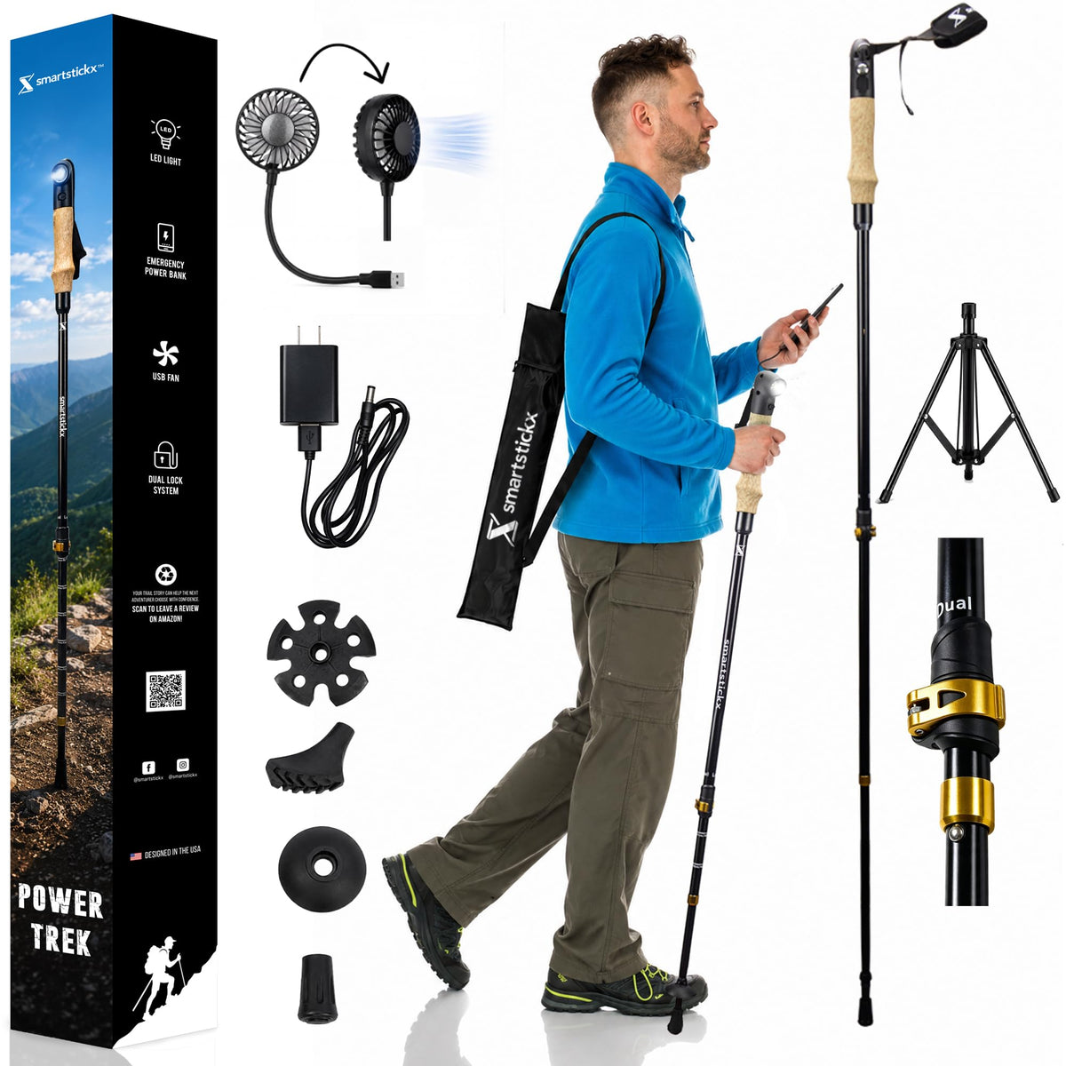 SmartstickX Power Trek Lock LED trekking pole