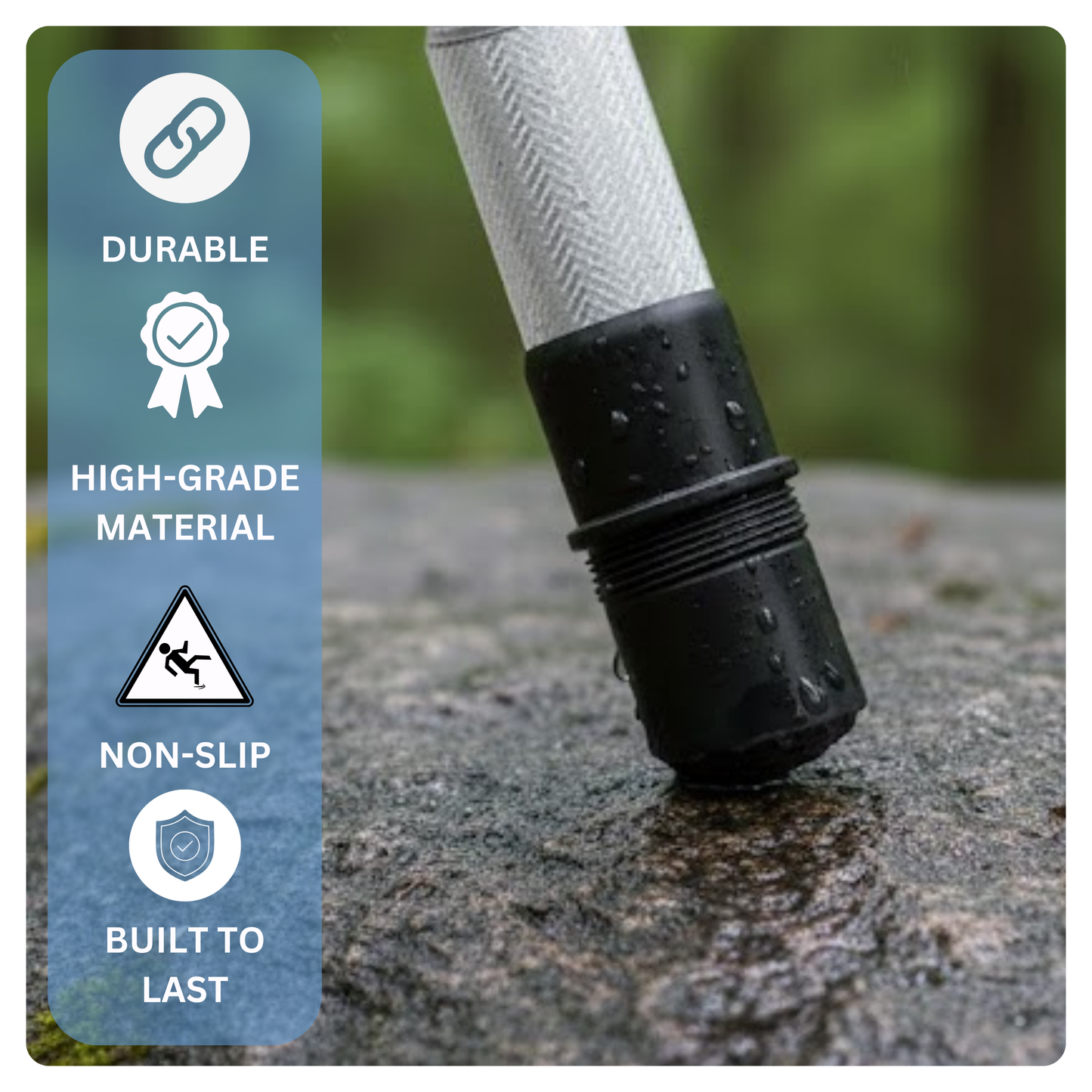Trekking Pole Rubber Tip (Pack of 4) for Better Grip on City Walks, Hiking Trails & Everyday Use