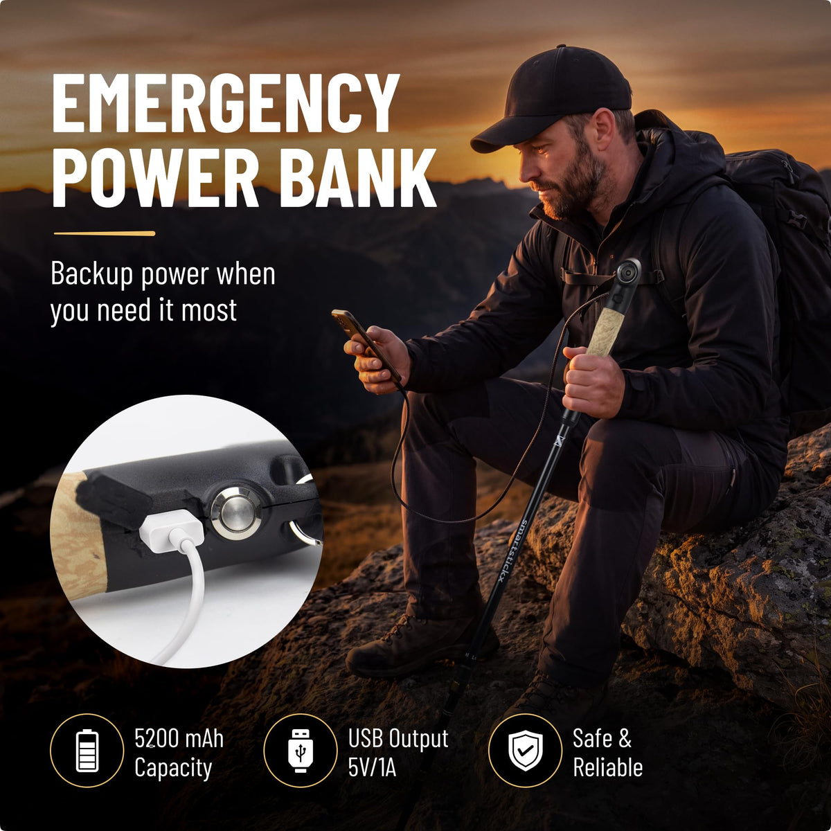 SmartstickX Power Trek Lock LED trekking pole