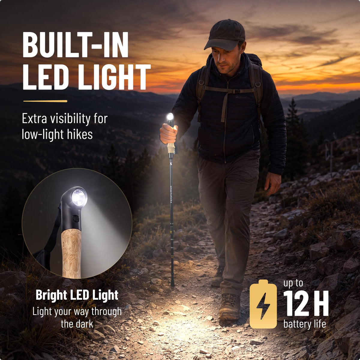 SmartstickX Power Trek Lock LED trekking pole