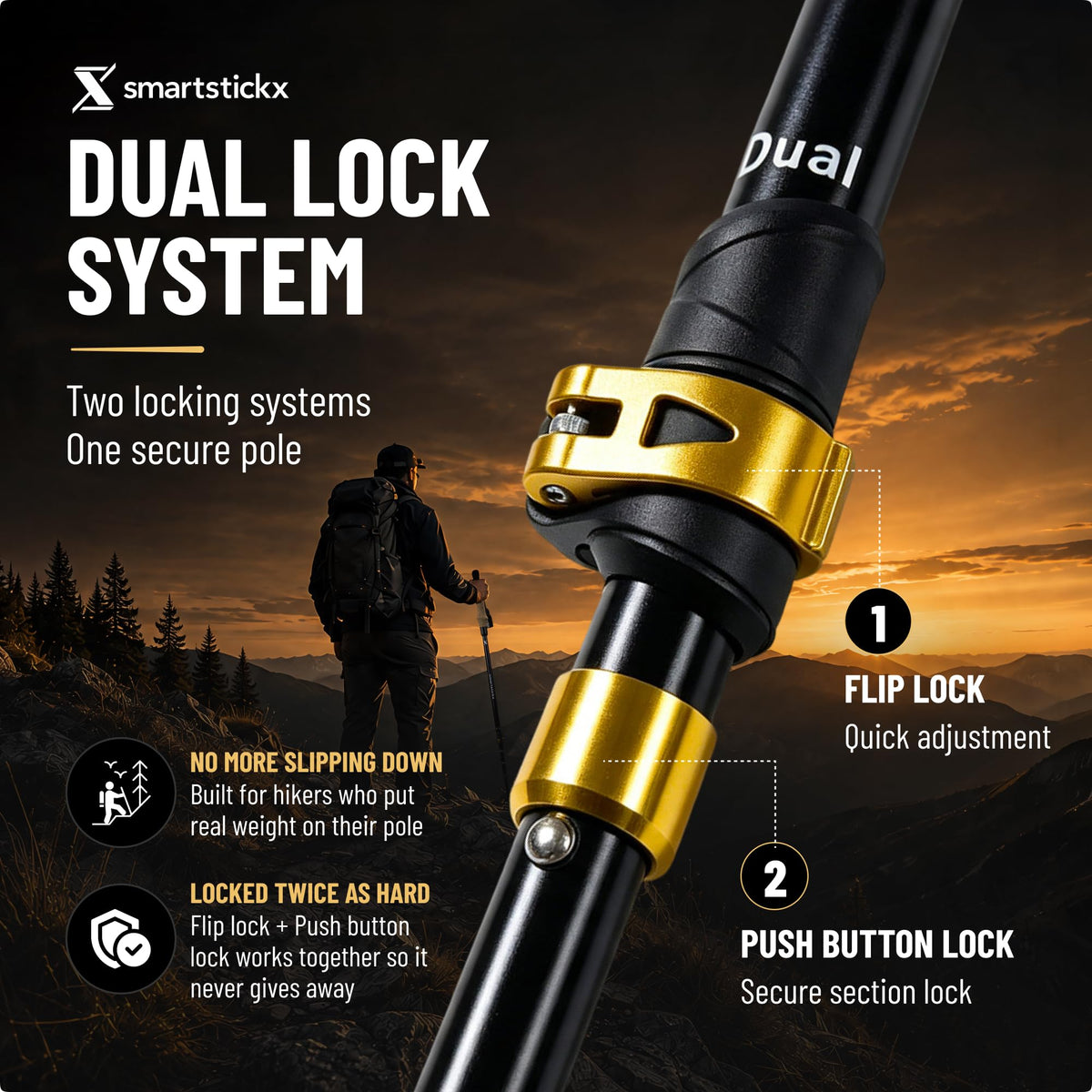 SmartstickX Power Trek Lock LED trekking pole