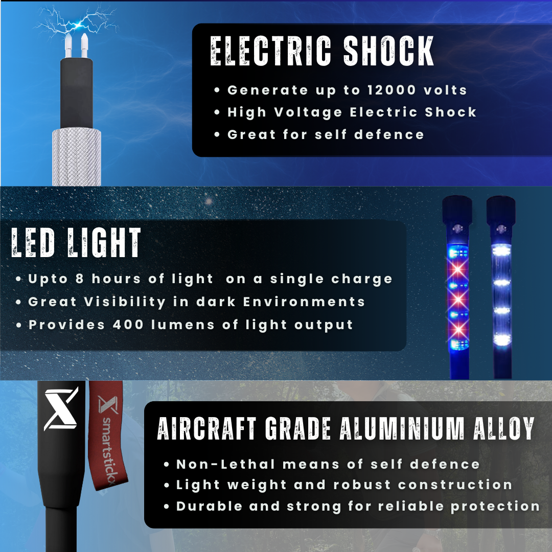 Tactical Walking Stick with Stun Gun