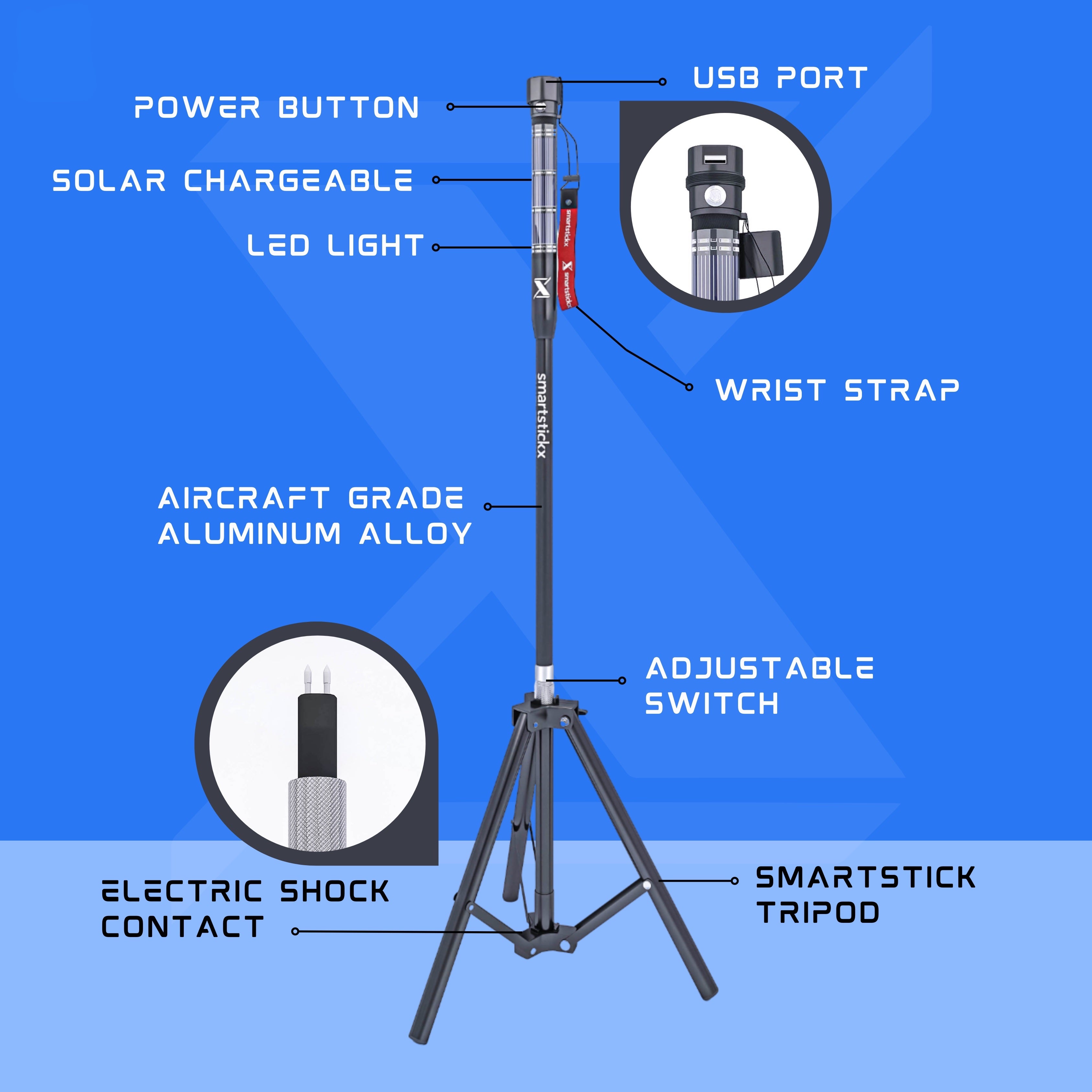 High Tech Adjustable Trekking Pole Made with Aircraft Grade Aluminum Alloy