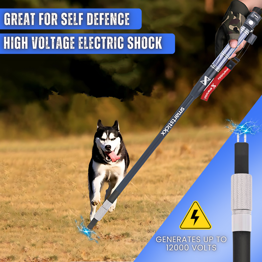 SmartstickX Tactical Walking Stick with Stun Gun - The Ultimate Self-Defense, Light & Power Companion for Every Adventure