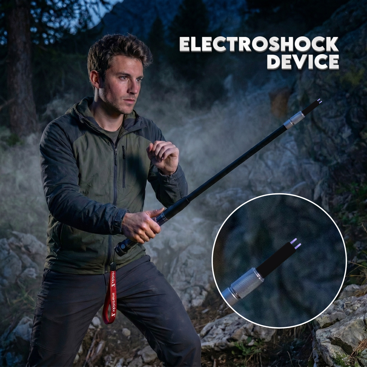 SmartstickX Tactical Walking Stick with Stun Gun - The Ultimate Self-Defense, Light & Power Companion for Every Adventure