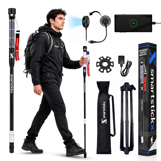 SmartstickX Tactical Walking Stick with Stun Gun - The Ultimate Self-Defense, Light & Power Companion for Every Adventure