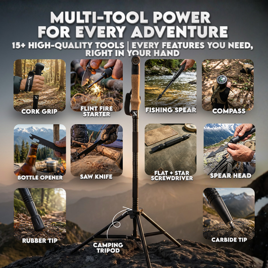 SmartstickX Survival Walking Stick - The Ultimate All-in-One Tactical Tool for Adventure, Power & Protection