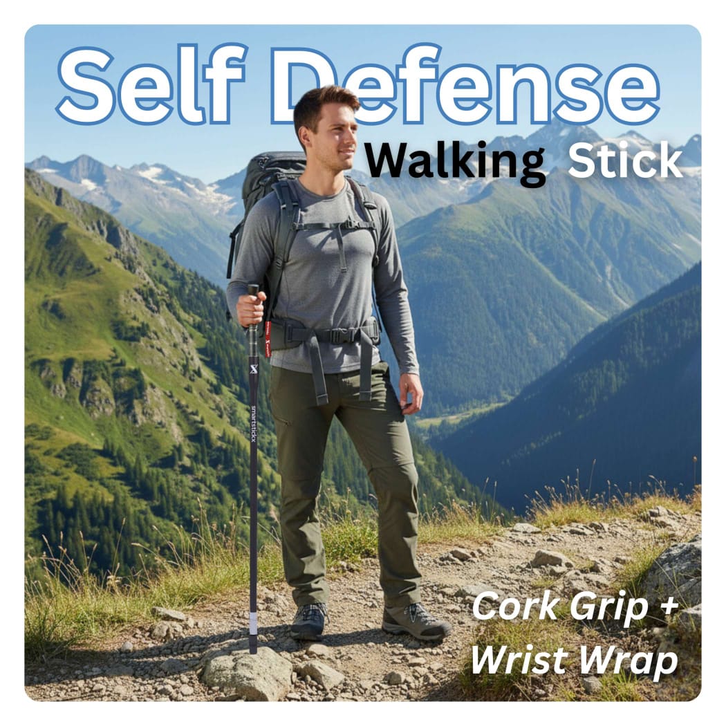SmartstickX Tactical Walking Stick with Stun Gun - The Ultimate Self-Defense, Light & Power Companion for Every Adventure