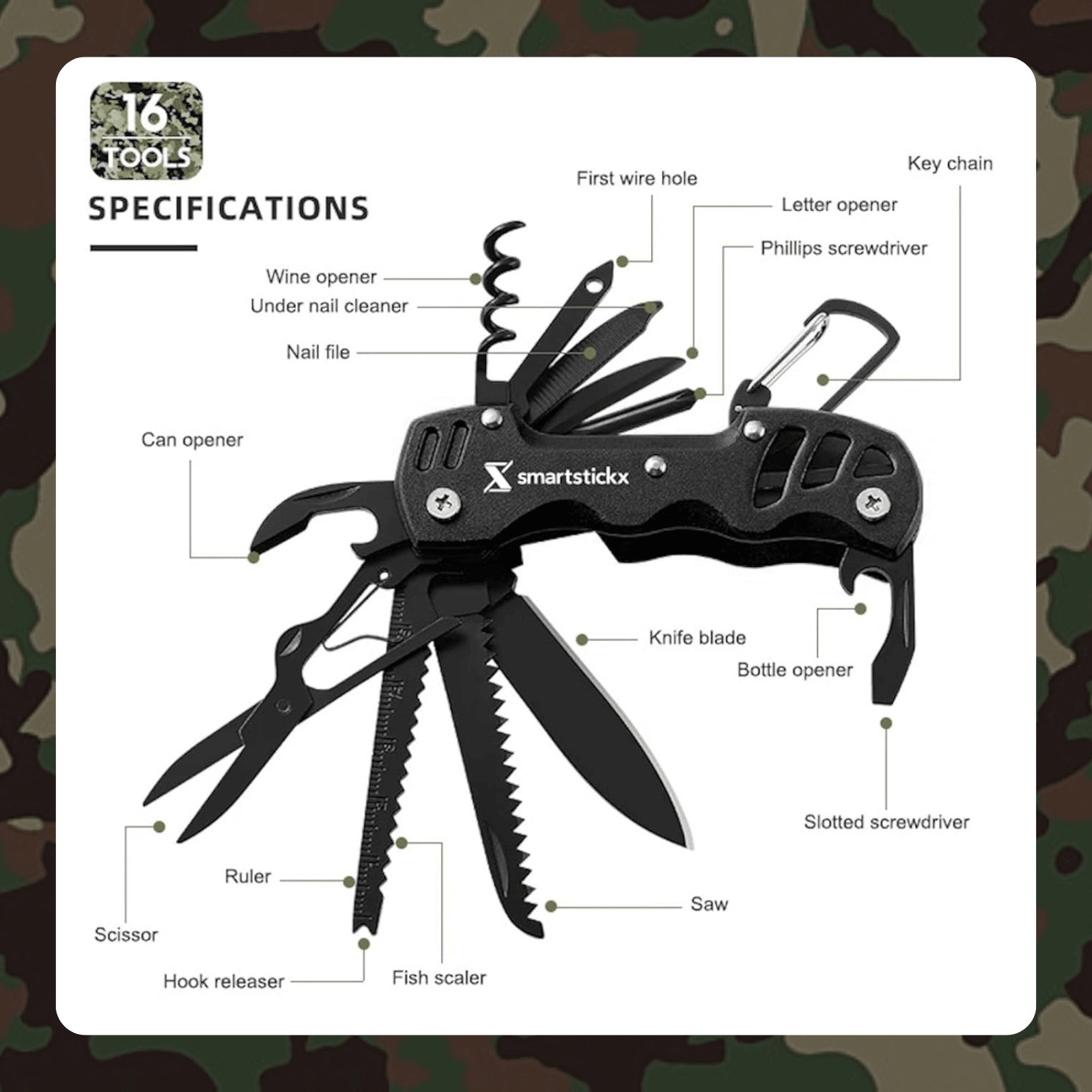 Survival Hunting Knife - 16 in 1 - SmartstickX