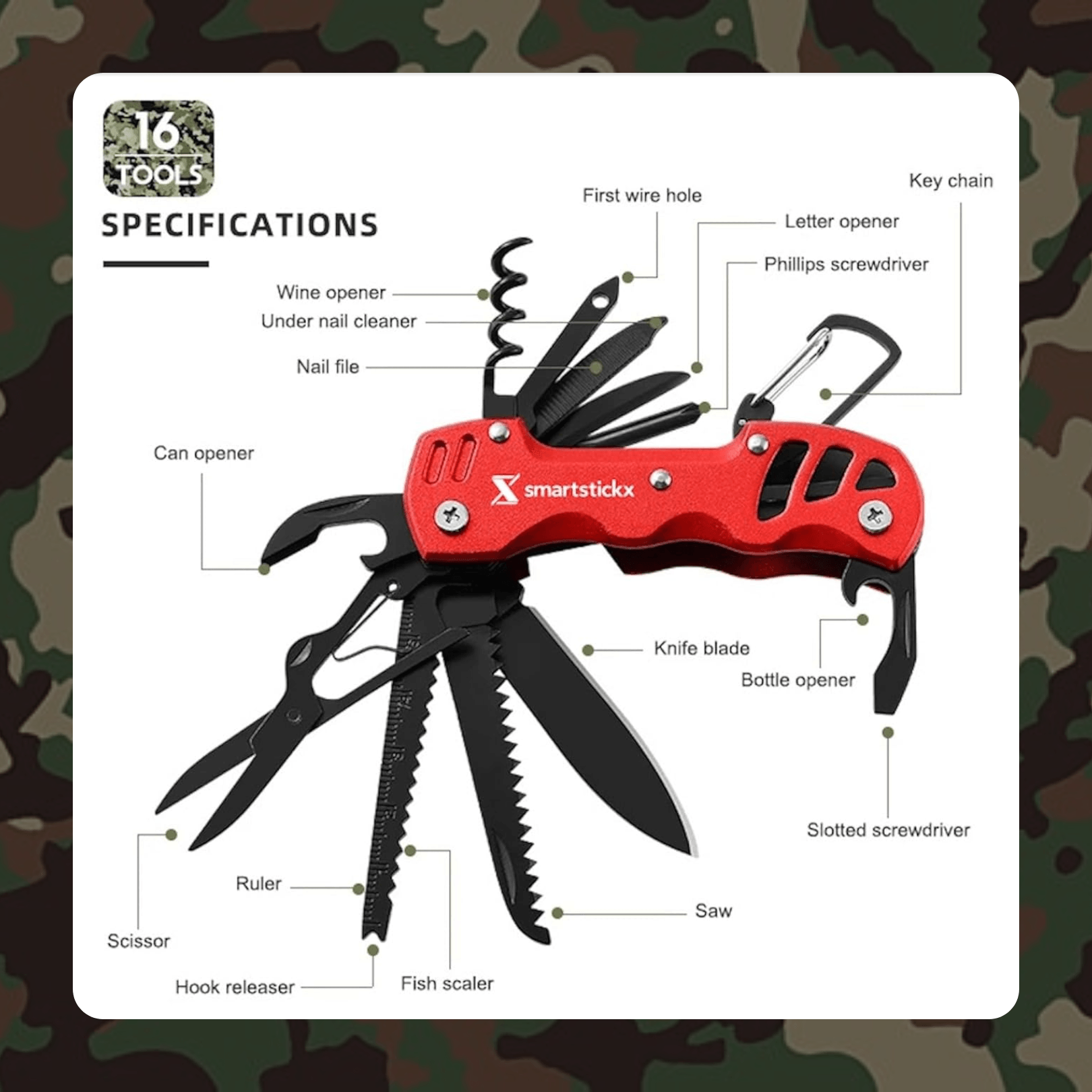 Survival Hunting Knife - 16 in 1 - SmartstickX